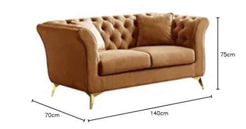 Image of Luxury Velvet 2 Seater Chaise Lounge Sofa - Tufted Chesterfield Modern Couch with Button Tufted Back Elegant Lounge Couch for Living Room, Bedroom, Office