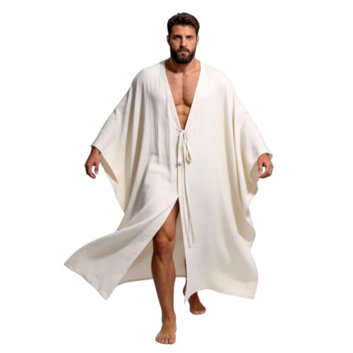 Yaolzeku Mens Summer Kaftan Cover Up Lightweight Flowing Resort Layer