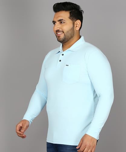 Image of INKKR Plus Size Men's Solid Polo Neck Full Sleeve T-Shirts