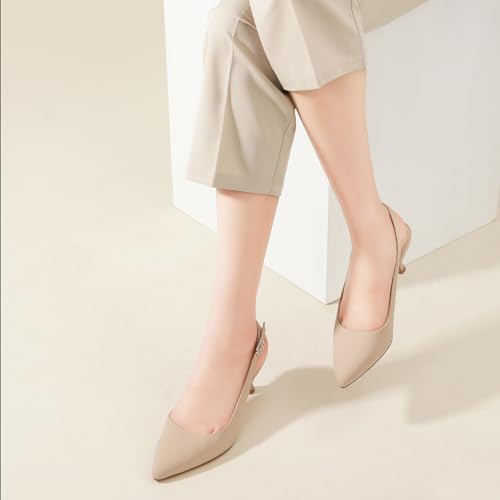 Image of Ankis Women's Slingback Kitten Heels Closed Pointed Toe 2.5in Dress Pumps
