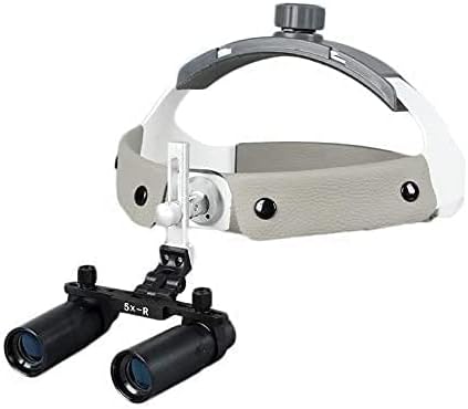 5 x 600 mm Dental Surgical Binocular Magnifier with Lighting and Leather Headband and 3W LED Projector