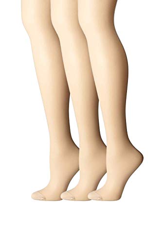 Hanes Womens Set of 3 Silk Reflections Control Top RT Pantyhose, A/B, Travel Buff