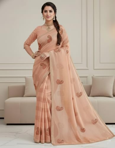 Image of Yashika Women's Georgette Art Silk Bandhej Zari Work Embroidered Saree | Women Sari
