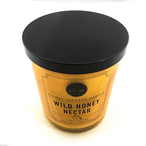 Decoware Richly Scented Wild Honey Nectar 2-Wick Candle 14.8 Oz. In Heavy Yellow Glass Container With Lid