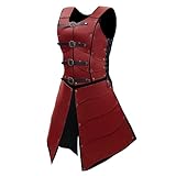 Uyecos Deluxe Medieval Chest Armor Viking Warrior Adjustable Leather Armour Breastplate Costume for LARP Party Halloween Cosplay (Women Armor Red)