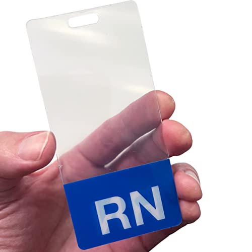 Clear Rn Badge Buddy - Vertical - Role Identifier For Registered Nurses With Blue Bottom By Specialist Id, Sold Individually #TOP27