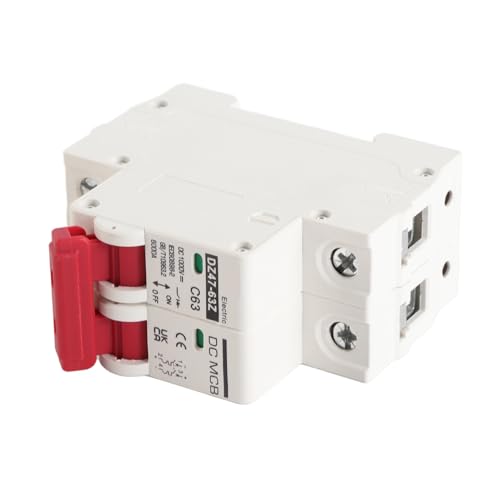 Fafeicy DC Leitungsschutzschalter 63A 2P 1000V 6000A Schaltleistung DIN-Schienenmontage Miniature Circuit Breaker für Solaranlagen und Meeresanwendungen
