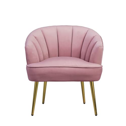 Morden Fort Velvet Barrel Carter Chair Armchair With Golden Legs For Living Room Bedroom Home Office Conner, Pink #TOP4