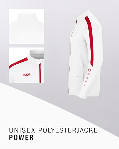 JAKO Herren Polyesterjacke Power, Weiß/Rot, 4XL – Ansicht 4