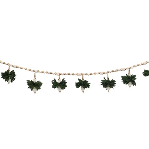 Image of Akaar Decor Pearl Bead Toran with Floral Latkans | Decorative Door Toran for Home Entrance, Mandir & Pooja Room | Diwali Decoration, Festive Wall & Door Hanging
