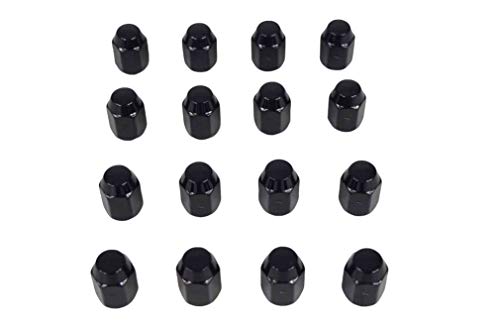 Image of MASSFX 16-Pack Durable Black 21mm Hex Lug Nuts, 35mm Length, & 1 /2-20 Thread - Heavy Duty Replacement Lug Nuts for Golf Cart Wheels, Fits Most EZGO, Club Car & Yamaha Golf Cart Wheels