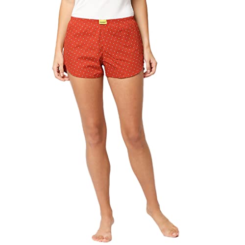 Bewakoof Women Regular Printed Red Cotton Boxer