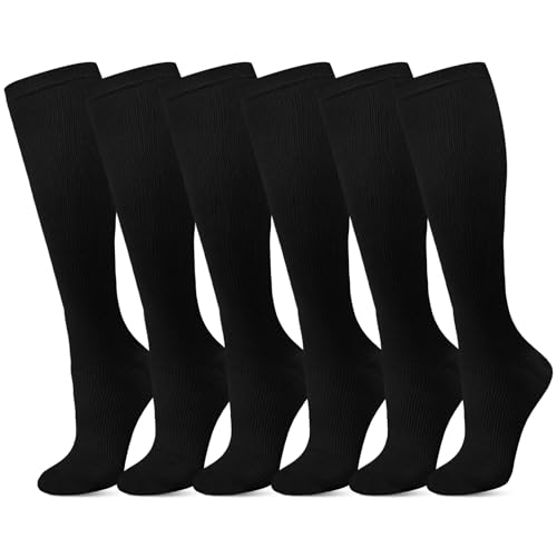 DiULi Calcetines de Compresion para Hombres y Mujeres, 3 Pares Medias de Compresión Mujer y Hombre, Calcetines Compresivos para Correr, Deporte, Viajes, Enfermeras y Embarazo (Negro - S/M) - imagen 8