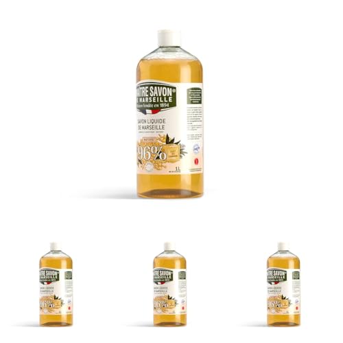 Savon de Marseille liquide contre la peau sèche formule naturelle 1L Lot de 4 Maître Savon