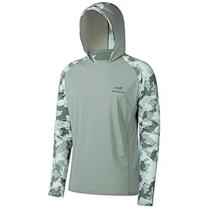 BASSDASH Men’s UPF 50 Performance Fishing Shirt Cooling Hoodie Camo Long Sleeve FS17M