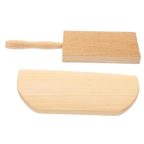 VINTORKY 2Pcs Gnocchi Making Kit Convenient Wooden Pasta Board with Scraper Wear Resistant Dough Paddle for Preparation and Baking
