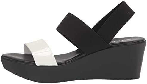 Anne Klein Women's Poli Wedge Sandal, White/Black, 9 | Image 7