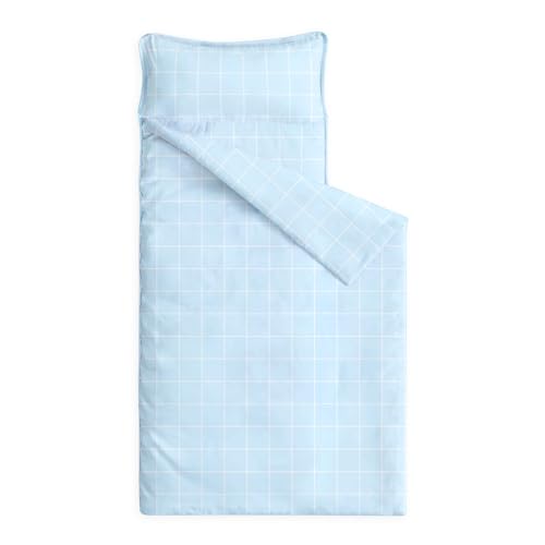 Image of Wake In Cloud - Toddler Nap Mat with Pillow and Blanket, for Kids Boys Girls Ages 3 Plus in Kindergarten Daycare Preschool Pre K, Roll Up Sleeping Bag, Gingham Grid Checkered