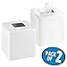 mDesign Metal Square Tissue Box Cover, Modern Facial Paper Holder - Accessories for Bathroom Vanity Countertop, Bedroom Dresser, Night Stand, Desk, Office, End Table - Unity Collection, 2 Pack - White