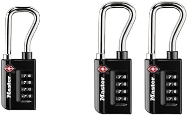Bundle of Master Lock Padlock, Set Your Own Combination TSA Accepted Luggage Lock, 1 Pack, 4696D, Black + Master Lock Set Your Own Combination TSA Accepted Luggage Lock, 2 Pack, 4696T, Black