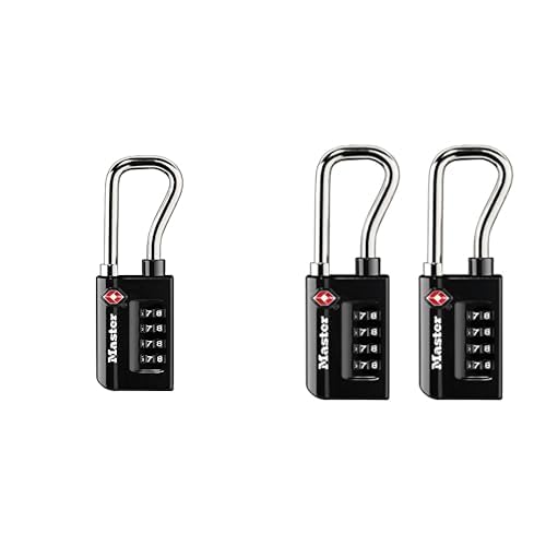 Bundle of Master Lock Padlock, Set Your Own Combination TSA Accepted Luggage Lock, 1 Pack, 4696D, Black + Master Lock Set Your Own Combination TSA Accepted Luggage Lock, 2 Pack, 4696T, Black