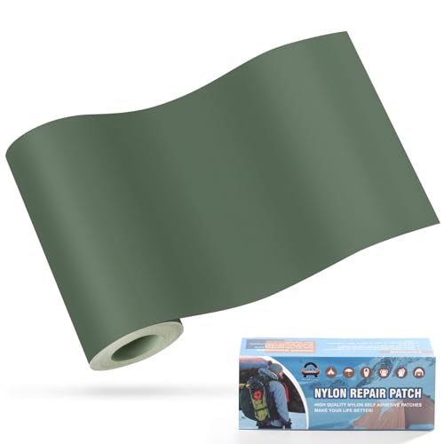 Nylon Selbstklebende Patches, OAZ 1 Rolle 10x160cm Selbstklebender Wasserdichte Reparatur Patch, Nylon Flicken Selbstklebend Grün, für Zelte, Daunenjacke, Schlafsack, Tasche