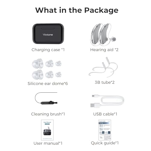 Vivtone Rechargeable Hearing Aids for Seniors Adults, Advanced Multi Channel Digital BTE Hearing Assist, with Recycle Charging Case for 125 Hrs Backup Power, Auto-On/Off, Pair, Lucid508 - Thumbnail 7