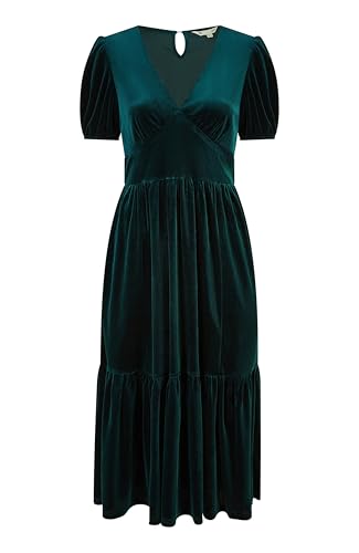 Image of Yumi Green Velvet Midi Dress (UK, Numeric, 20, Regular, Regular, Green)
