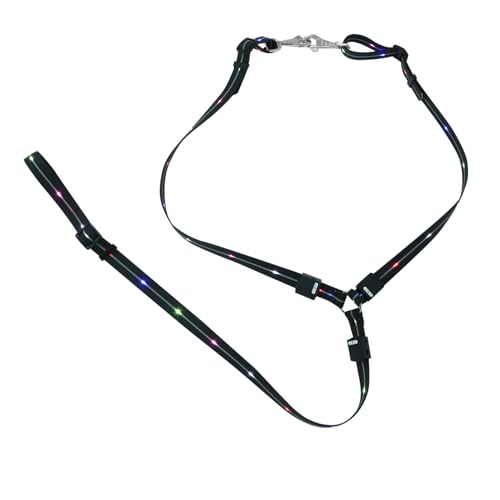 DECOMELODY LED Horse Breastplate Collar Adjustable Flashing Pulling Rope for Night Riding Horse Shows Parades PU Material High Visibility Accessory for Horses