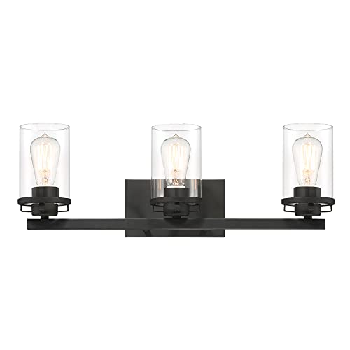 DESIGNERS FOUNTAIN Jedrek 3-Light Bathroom Vanity Light Fixture, Black, 93303-BK