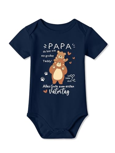 BesserBay Erster Vatertag Baby Body Vatertagsgeschenk für Papa Kurzarm Neugeborene Strampler Unisex Marineblau 3-6 Monate