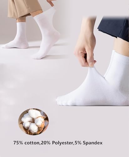 Image of Women's Cotton Calf Socks Lightweight Soft White Casual Crew Socks Cotton Women's Socks 5 Pairs,Size 9-11