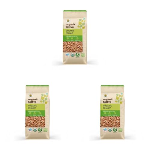Image of Organic Tattva Peanuts 500g | Organic Raw Peanuts for Snacking & Cooking | Natural Groundnut Rich in Protein & Fibre (Pack of 3)
