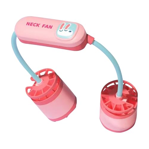 jopiuieo Ventilador de cuello para aire acondicionado, ventilador pequeño de doble cabeza, herramienta de refrigeración personal silenciosa de 3 velocidades sin aspas para mujeres y hombres, para