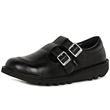 Kickers Zapatos de Piel Doble Kick T Bar para Mujer, Black, 39 EU