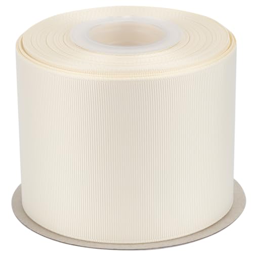 Tekdeere 3 inch Solid Ivory Grosgrain Ribbon 25 Yards, Perfect for Gift Wrapping, Crafts, Bows Making, Sewing, Wreaths, Hair Accessories and Wedding Decoration