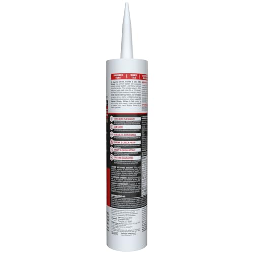 Image of GE Supreme Silicone Caulk for Kitchen & Bathroom, White, 10 fl oz Cartridge, 1 Pack - 100% Waterproof Silicone Sealant, 7X Stronger Adhesion, Shrink & Crack Proof