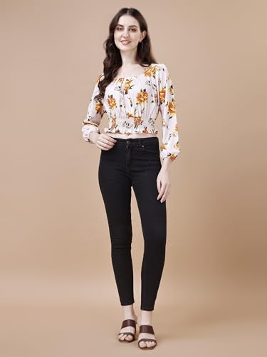 Image of Wedani Women's Casual Foral Print Puff Sleeve Regular Top