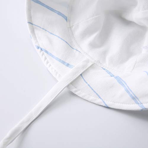 Pureborn Baby Boy Stripe Sun Hat Wide Brims Bucket Hat Sun Protection With Straps Blue 0-3 Months #TOP5