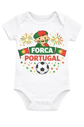Générique Body Bébé Portugal 2026 – Força Portugal – 100% Coton – Body Supporter Coupe du Monde 2026 – Vêtement Bébé Football Unisexe – Idée Cadeau Naissance (12 mois)