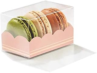 Pastry Chef's Boutique Premium Clear and Pink Insert Wedding Party Favor Gift Boxes for French Cake Macarons 3.14'' x 2'' x 2'' - Holds 3 Macarons - Pack of 25