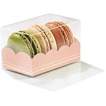 صناديق هدايا حفلات الزفاف الشفافة والوردية الفاخرة من Pastry Chefs Boutique لماكارون الكعكة الفرنسية 3.14 x 2 x 2 - تحتوي على 3 ماكارون - عبوة مكونة من 25 قطعة