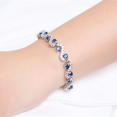 18k White Gold Women's Bracelet, Sapphire Moissanite Bracelet, Fashionable, Exquisite and Luxurious, Birthday/Valentine's Day/Anniversary and Other Holiday Gifts
