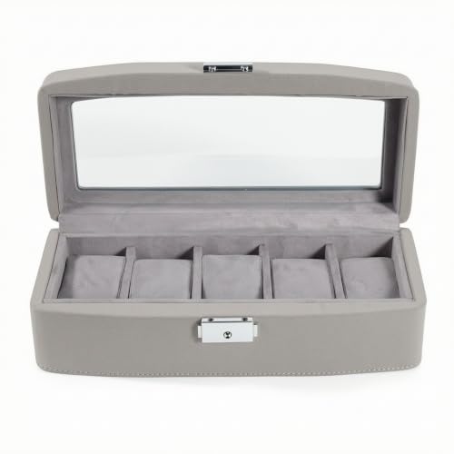 Boîte à montres grise avec couvercle transparent élégant pour commode - 2