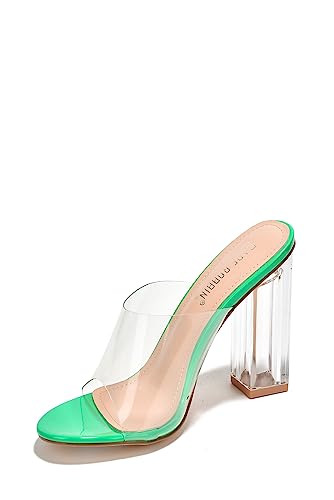Image of Cape Robbin Fusion Chunky Block High Heels for Women, Transparent Booties for Women
