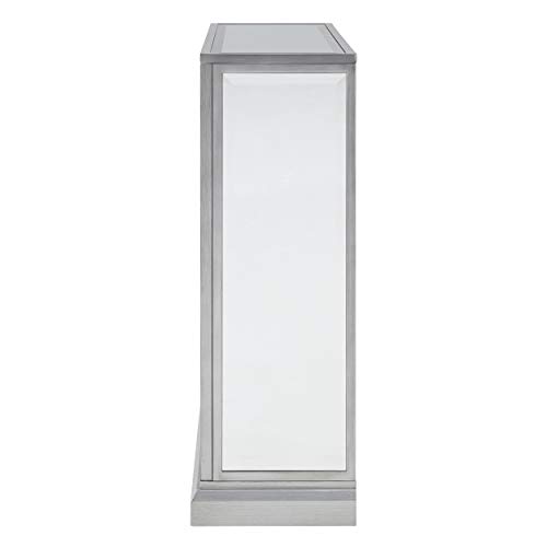 SEI Furniture Trandling Mirrored & Faux Electric Fireplace, Antique Silver/White Marble