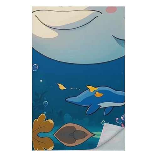 FHESDCW Cartoon White Whale Towel Quick Dry Ice Towels for Hot Weather Breathable Camping Towels Sweat Super Absorbent Bathroom Towel for Gym Yoga Pilates Exercise