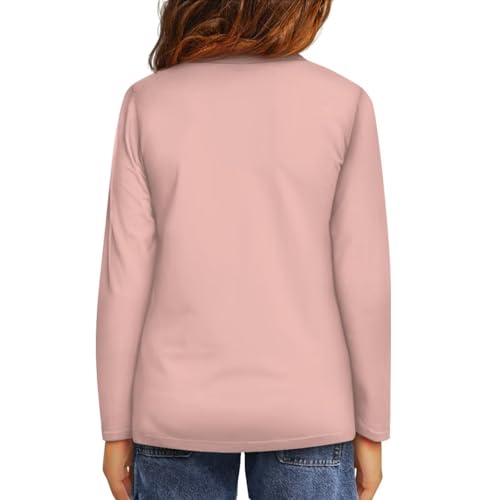 Image of Girls Long Sleeve Shirt with Cute Graphic Casual Pullover Tops 3-16Y