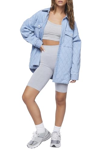 Forever 21 Women's Quilted Dolphin-Hem Shacket4