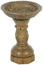 Decorative Bowl Leaf Birdbath- Tobacco Rd- 21" Tall x 16" Dia